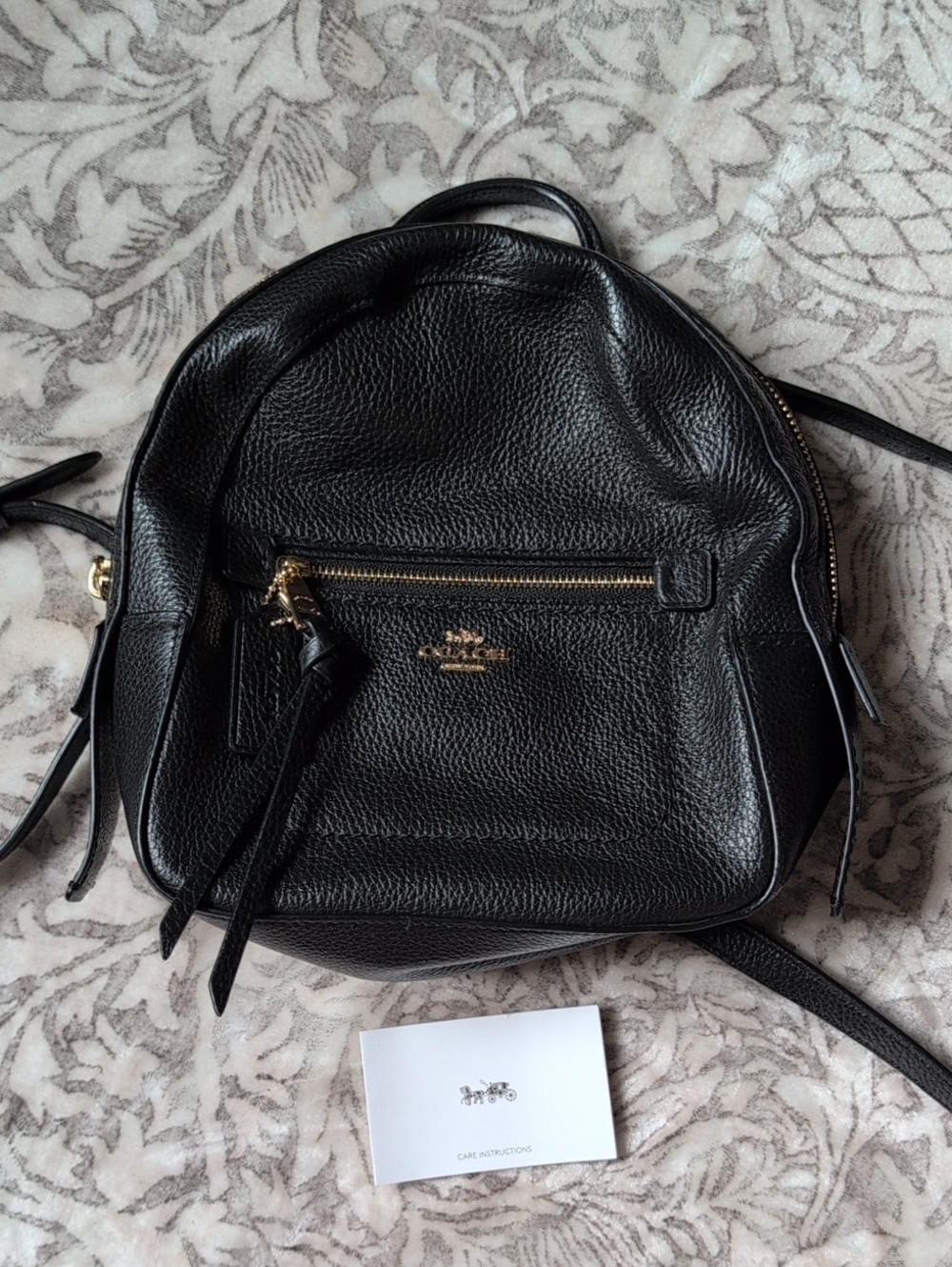 Coach Black Pebbled Leather Mini Backpack with Gold Hardware